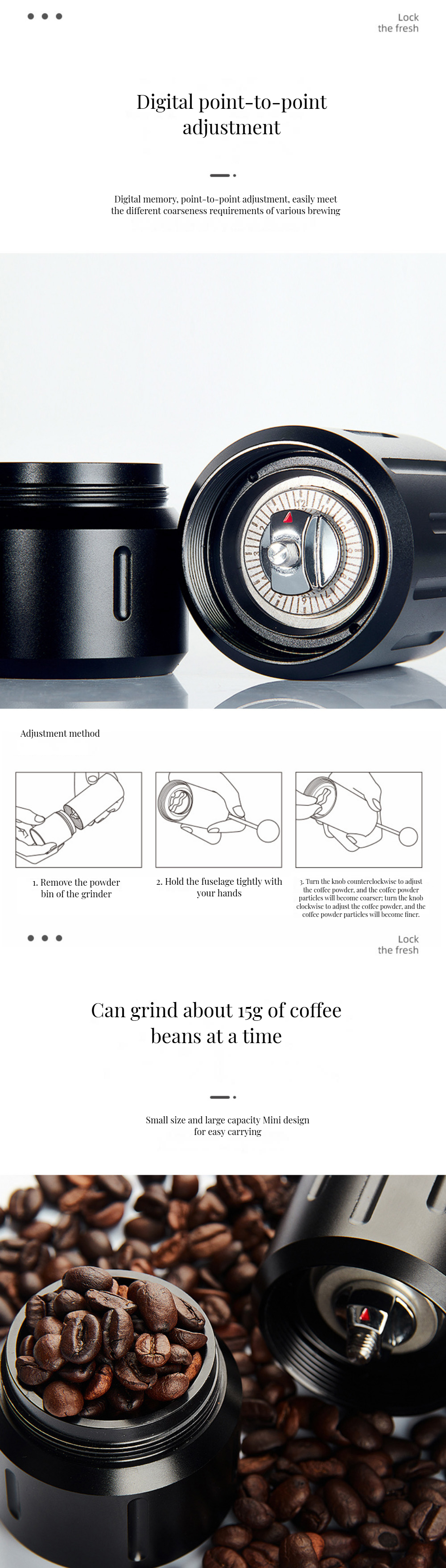 Portable Stainless Steel Grinding Machine Adjustable Speed Manual Coffee Grinder