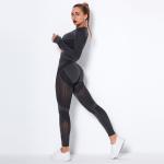 Seamless hollowed-out moisture-absorbing yoga long-sleeved yoga suit yoga dress