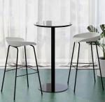 Steel Bar Restaurant High Table And Plastic Seat Chairs 3 Pieces Set