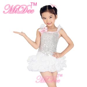 Quality Curling Hem Tiers Skirt N Curling Hem Ruffle Straps Silver Sequins Over Pink Dress Dance Clothes for Kids wholesale
