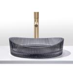 Crystal Glass Wash Basin Transparent Black Color Bathroom Countertop Sink