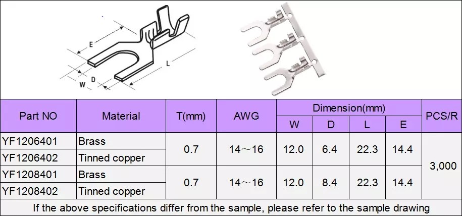 8.4mm Y Type Copper Tin Plated Wire Crimp Connectors