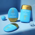 30g/50g Blue oval smooth bottle with Golden lid for fragrance and sunscreen