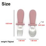 Silver Silicone Baby Cutlery 316 Stainless Steel Material For Kids