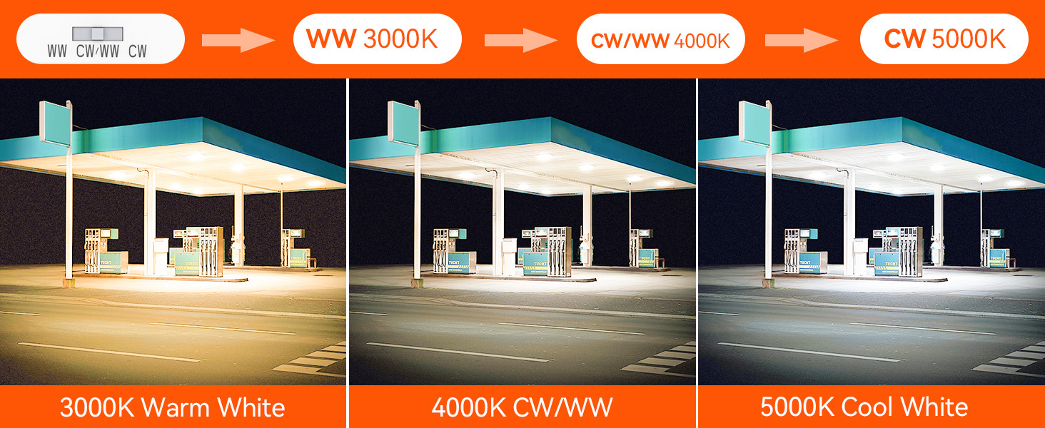 100W Square Gas Station Light IP65 With Adjustable Power / Color Temperature