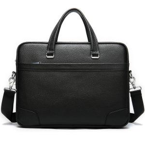 Quality Full Grain Leather Briefcase Attache Laptop Bag Black Unisex Classy BRB03 wholesale