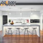 Kitchen Cabinet with Single Kitchen Island and Lacquer Door Panel Surface