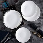 Round Solid Bright White Shabby Chic Savall Porcelain Plates Dishwasher Safe