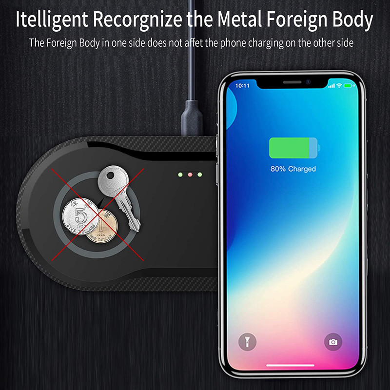 2 In 1 Qi 15W Multi Function Wireless Charger Pad Custom Logo