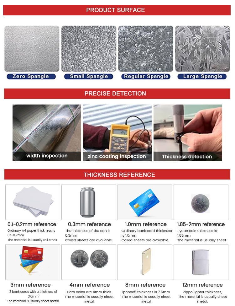 Regular / Small / Zero Spangle Galvanized Sheet DX51D DX52D 26 28 30 32 Gauge