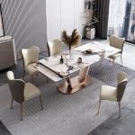 Golden Metal Dining Table 20mm Marble SS Steel Furniture
