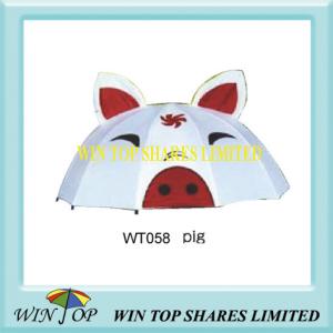 Quality Unique China Style White Pig Cartoon Umbrella (WT058) wholesale