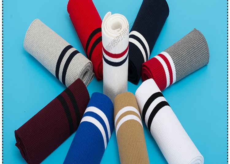 Ribgings 100%cotton plain stripe knitted collar cuff hem 2*2 thread custom factory inventory hoodies sports wear