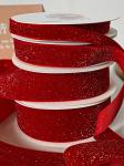 Shinny Glitter Velvet Ribbon 6mm-38mm Deep Red Velvet Ribbon Soft