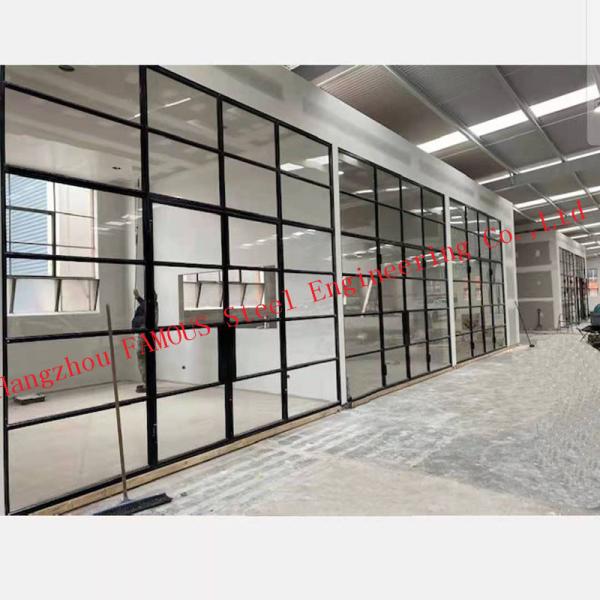 Steel Framed Grill 33'' Glass Partition Walls , 0.4cm-20cm Glass Window