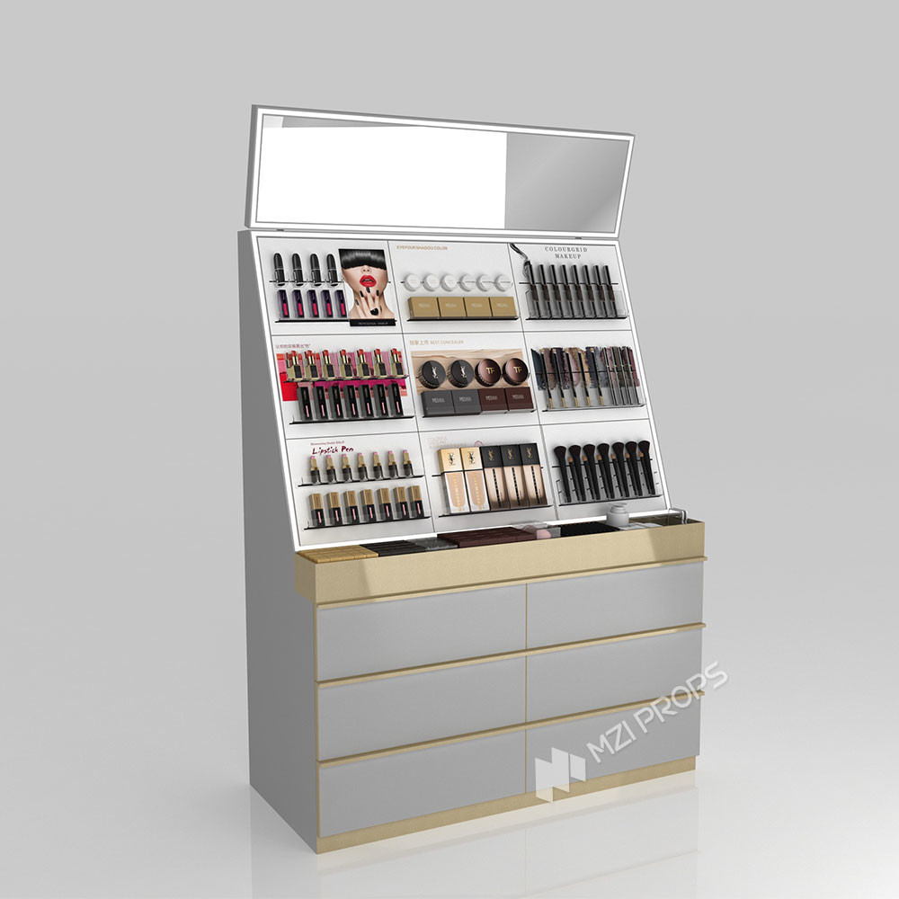 GDR04-CZ-B04 Beauty Display Rack with Adjustable Shelves and Luxury Brand Showcase for Cosmetics Store