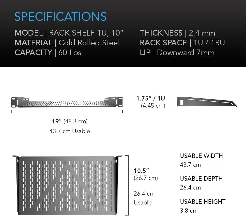 19in Equipment Racks Mount Rails Network Equipment Server UPS Mount Rail Kit 10in Deep