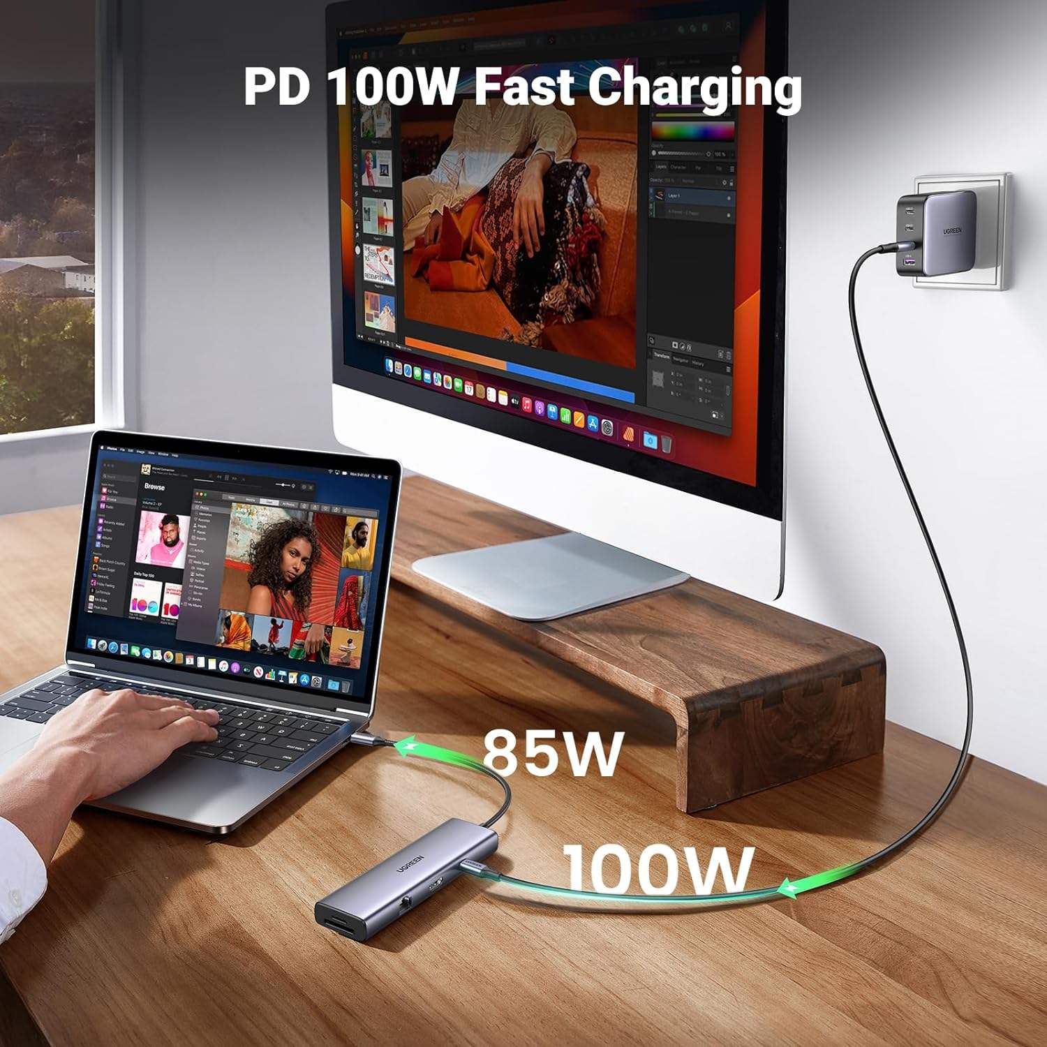 Revodok 9 in 1 USB C Hub Gigabit Ethernet Adapter 100W PD Charging,USB A&C Data Ports, SD/TF Card Reader