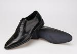 Black Men Business Casual Shoes , Carved Oxfords Leather Lace Up Brogue Shoes