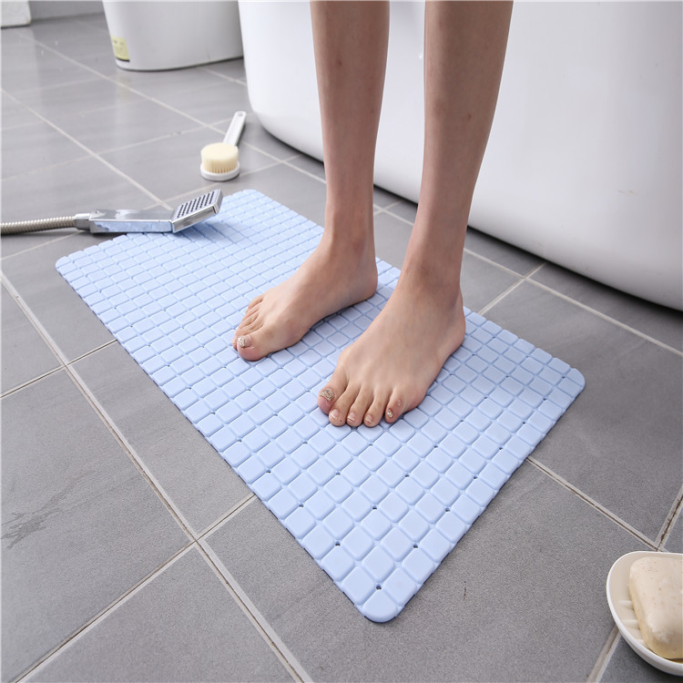 Bath Tub Shower PVC Mats Sky Blue Durable Bath Rug With Strong Suction Cups