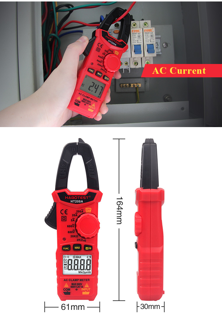 Manual Sound And Light Alarm 2000uF Digital Clamp Meters