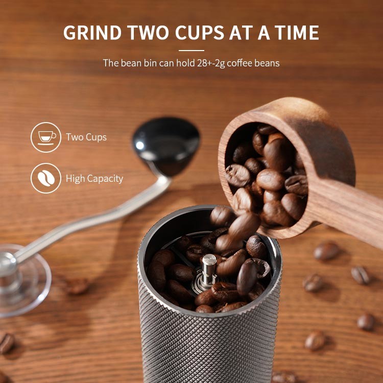Quiet Conical Burr Manual Coffee Grinder Aluminium Alloy Stainless Steel 25g Carry Easily