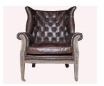 Buttoned Wing Deconstructed Antique Retro Leather Vintage Chair