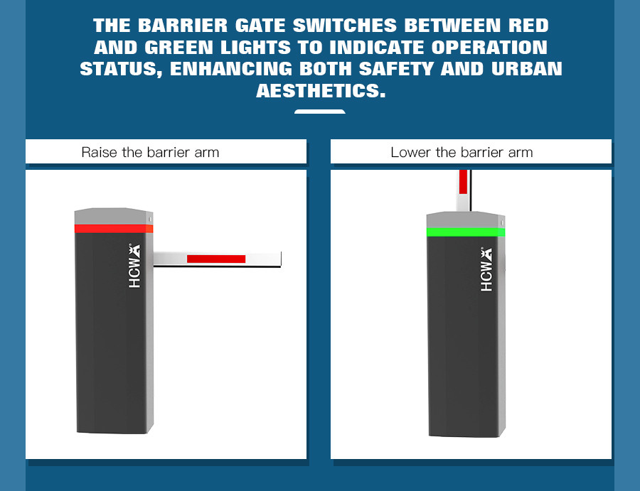 HCW Parking Barrier Gate High Speed Brushless Motor 150W Automatic with Led Light for Parking Lot