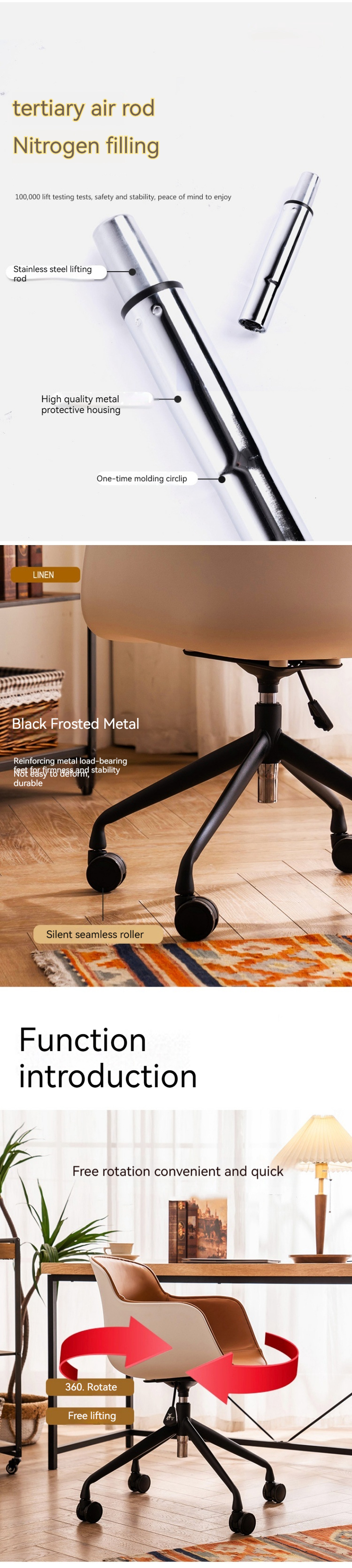 Office Visitor Chair with Adjustable Height Vertical Lift and Technical Leather Material