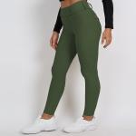 Green Printed Horse Riding Pants Nylon Full Seat Silicone Leggings With Phone