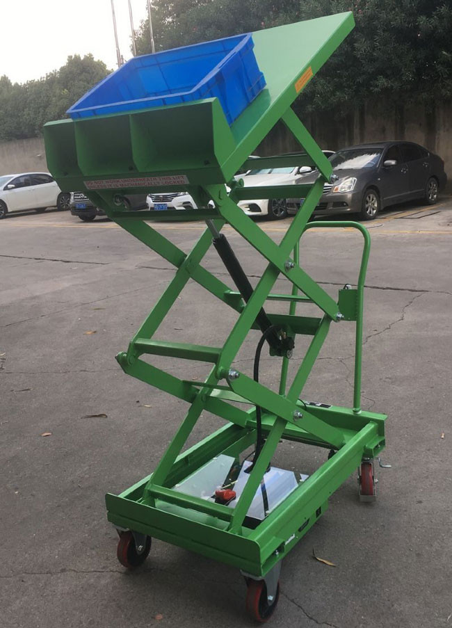 Small Portable Scissor Lift Table Cart Tilt Transport 100kg Mobile Platform Lift