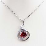 Women Jewelry 8mm x10mm Garnet Cubic Zircon Pendant Necklace (P36 )
