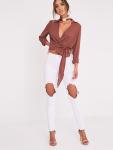 Latest Fashion Ladies Wrap Blouse With Tie