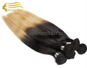 Quality 22 Inch Brazilian Remy Human Hair Weft Extensions For Sale - 22&quot; Straight Ombre Blonde Human Hair Weave for sale wholesale
