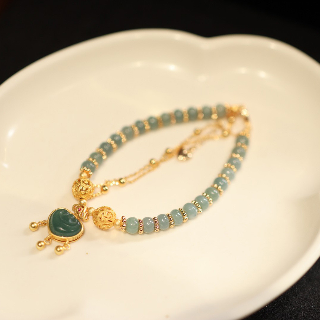 Luxury Hotan Jade Safety Clasp Pendant Women Bracelet Jewelry Natural Freshwater Pearl Myanmar Jade Bracelet For Women Fashion Jewelry Jade Handcarved