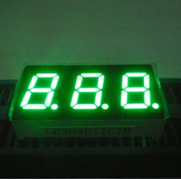 Triple Digit Pure Green 7 Segment LED Display Common Anode