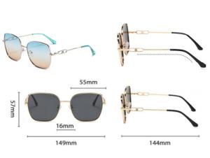 Quality CE Square Ladies Metal Frame Sunglasses Flat Top Elastic 144mm wholesale