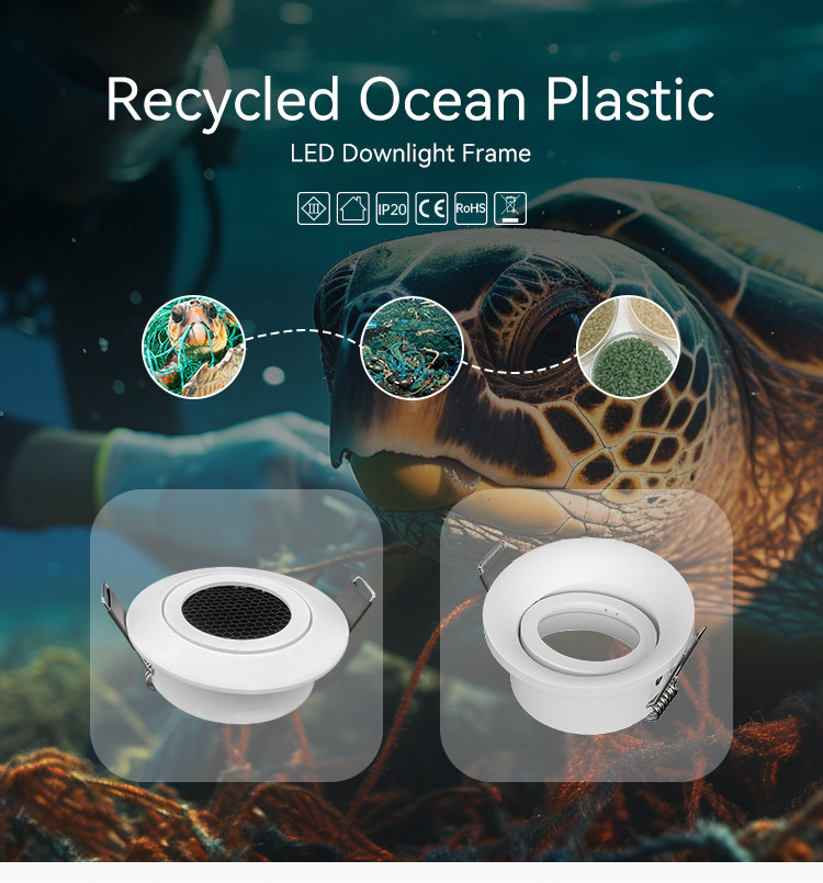Recycling Ocean Downlight Frames Plastic Tilted Angle Downlight Enclosure Hole 68mm