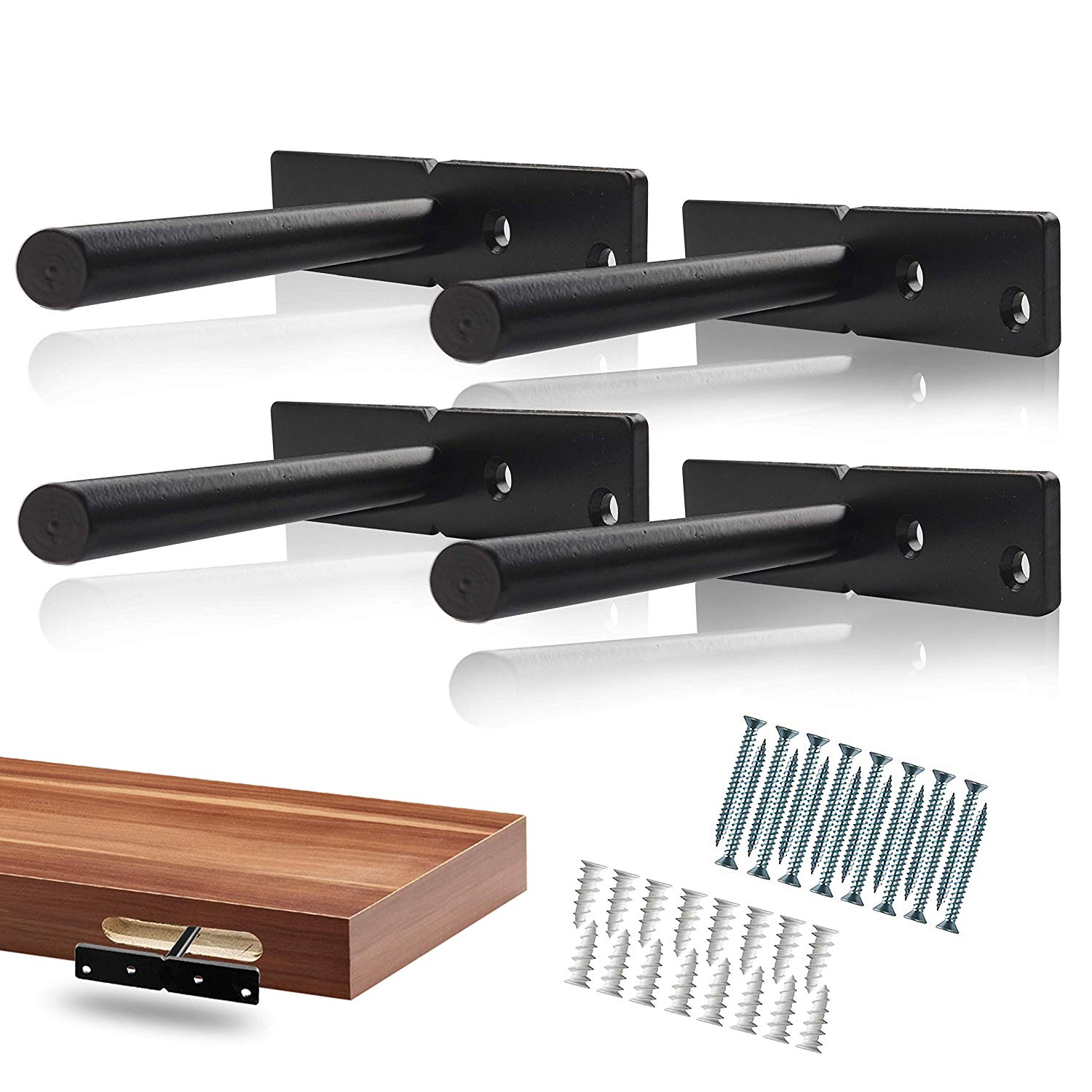 6-Inch Metal Steel Bracket Heavy-Duty Floating Shelf Bracket for White Floating Shelf