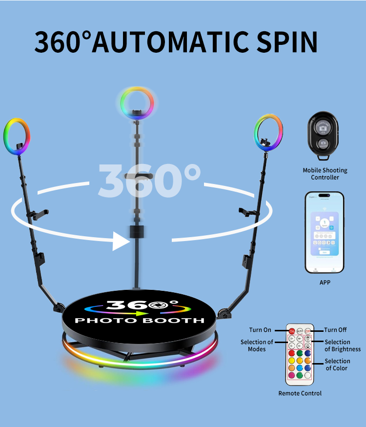 Indoor Birthday Party Supplies 360 Photo Booth Mirror for Party Platform Height 25CM
