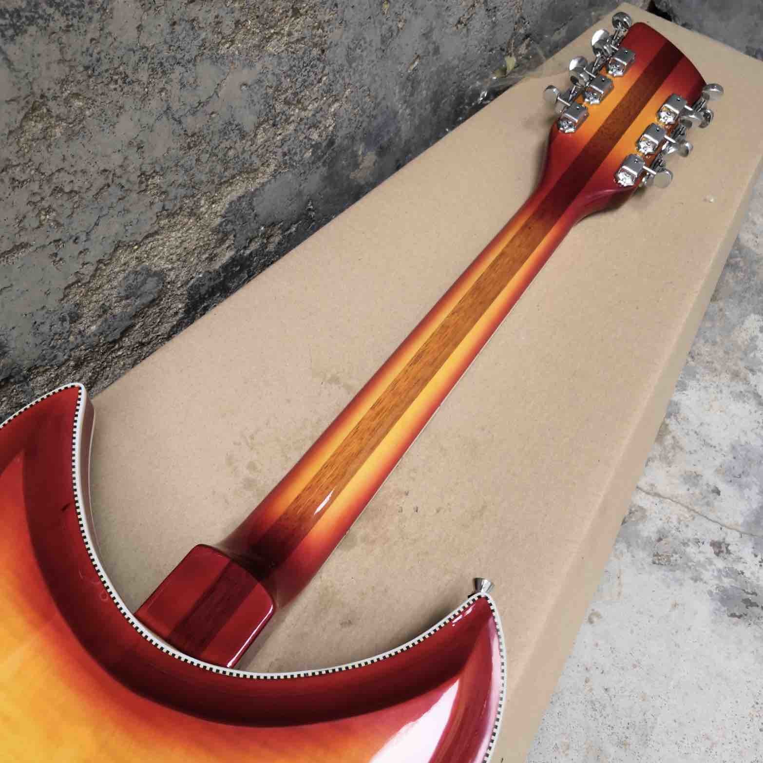 Custom Flamed Maple Top Ricken 381 Style 6/12 String Electric Guitar in Cherry Burst Color