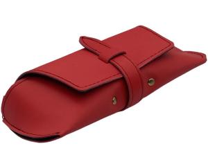 Quality Red Belt Closure Leather Glasses Pouch wholesale