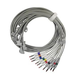 Quality Banana 4.0 Connector EKG Cable 10 Lead Wires 3.6m Grey TPU Jacket wholesale