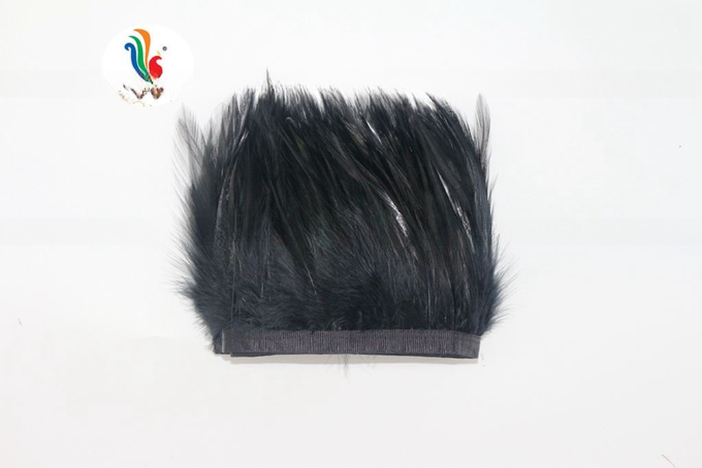 4-6 Inch Party Decoration Saddle Hackle Feather Fringe Trimming with Satin Ribbon Tape