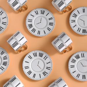 Quality Ceramic Set of 6 pieces Clock Number Design Gold Handle Modern Luxury Porcelain Espresso Coffee Cups Turkish Coffee cups wholesale