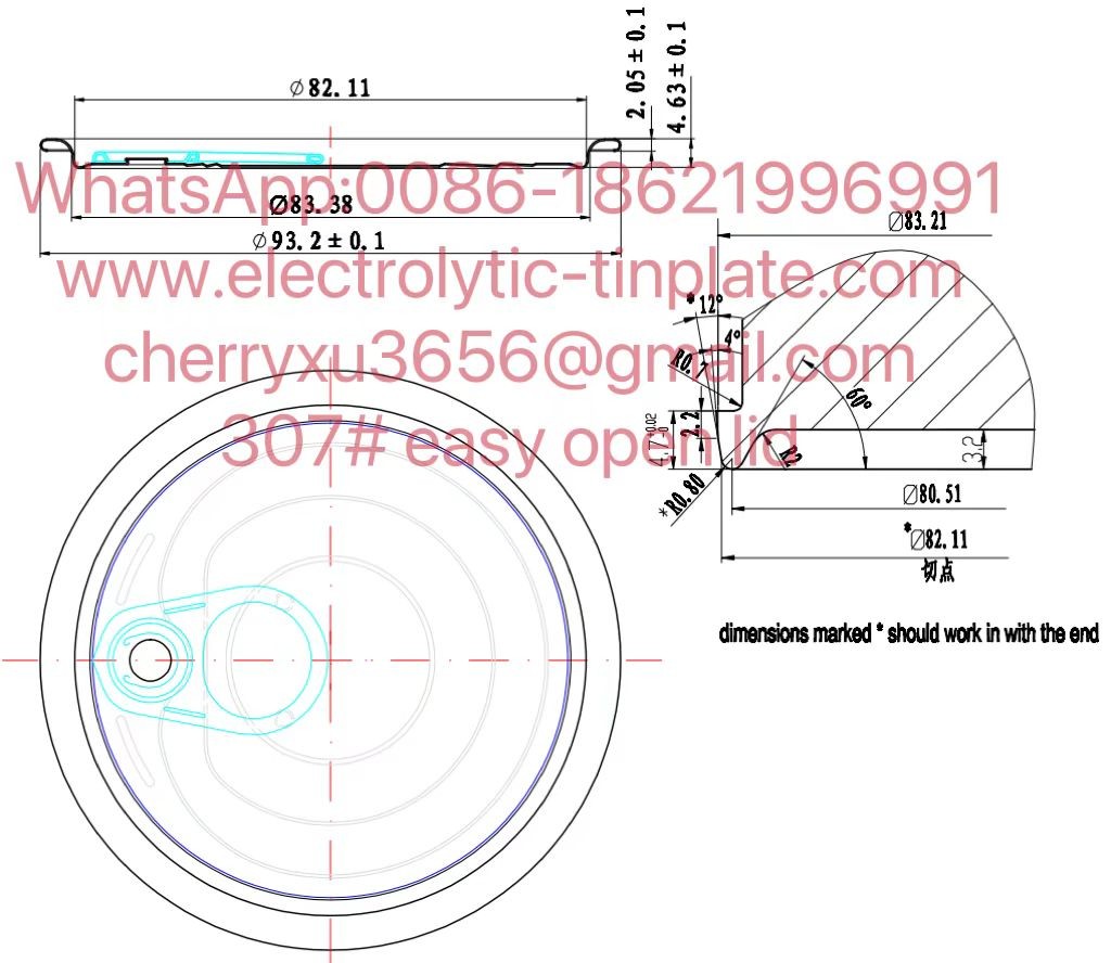 OEM 307 Tinplate EOE Can Lid TFS Canned Easy Open Ends