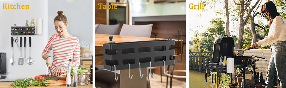 BBQ Grill Tools Basket Griddle Caddy for 28" 36" Blackstone Griddles Clamp on Prep Cart Grill Caddy