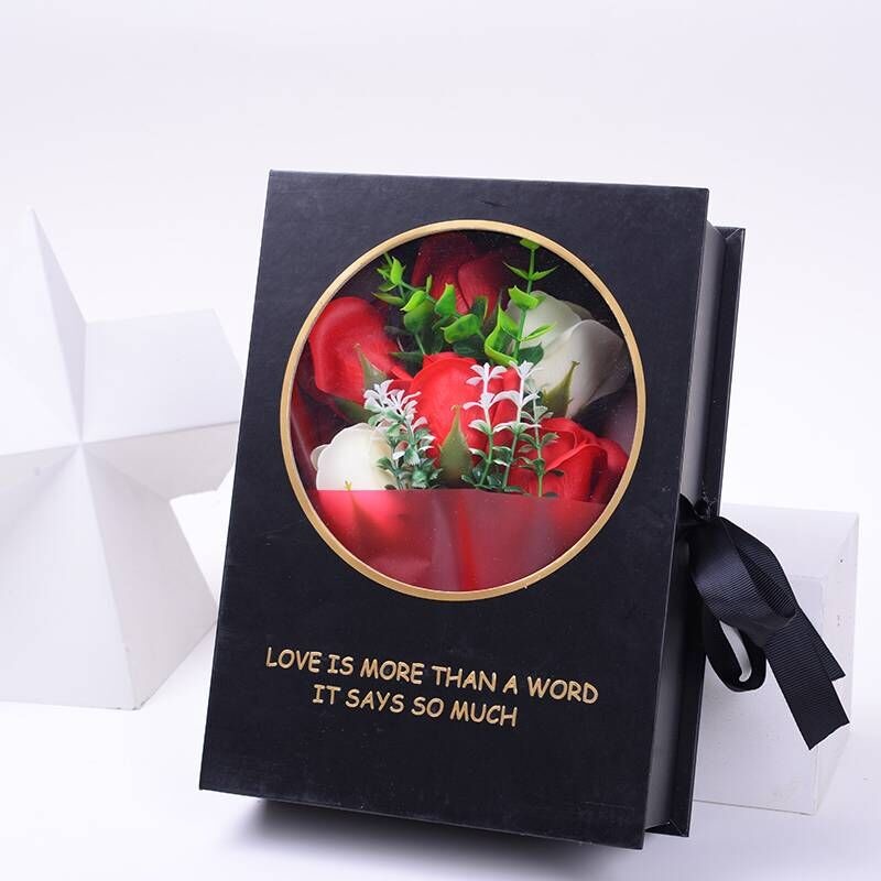 Custom Luxury Valentines Gift Real Preserved Rose Decorative Flower In Round and square flower Box with ribbon