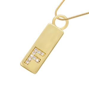 Quality Rectangle Custom DIY Pendant Necklace CZ 18k Gold Plated Initial Necklace wholesale