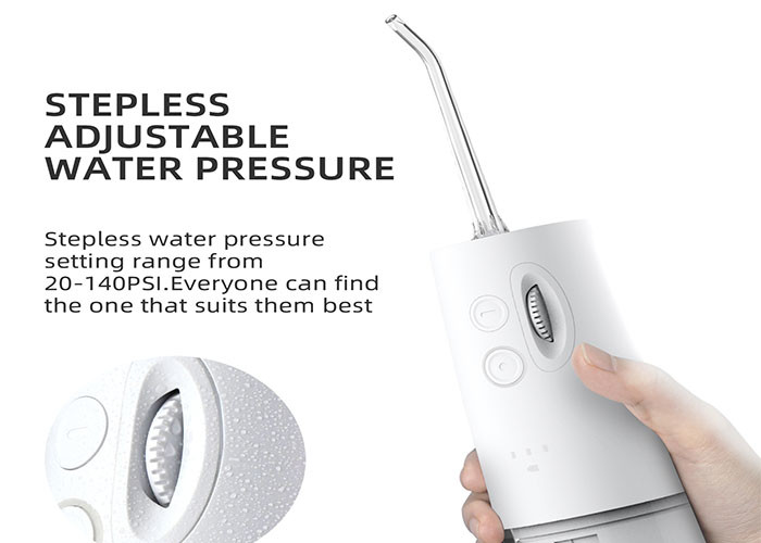 Stepless Portable Water Flosser 140PSI Oral Dental Flosser With 4 Nozzles